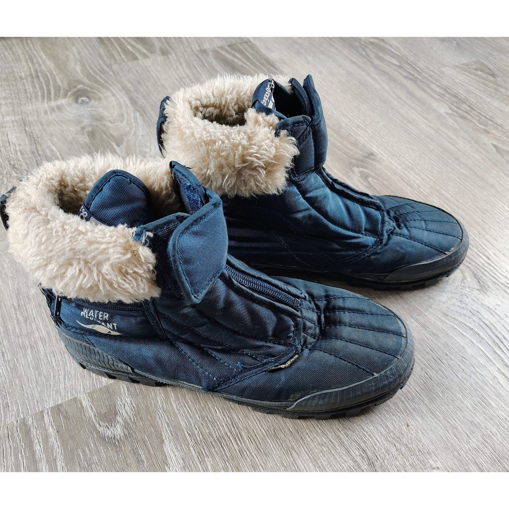 Vtg Kangaroo Waterproof Sherpa‎ Lined Steel Shank Snow Boots Zip Pocket Size 7.5